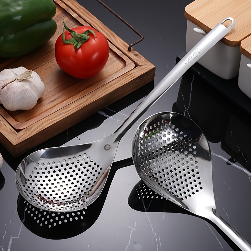  Upgrade Fine Mesh Strainer Spoon, 304 Stainless Steel Pot Fat  Strainer Food Strainer Kitchen Tools for Grease, Gravy and Foam, 3 Pack:  Home & Kitchen