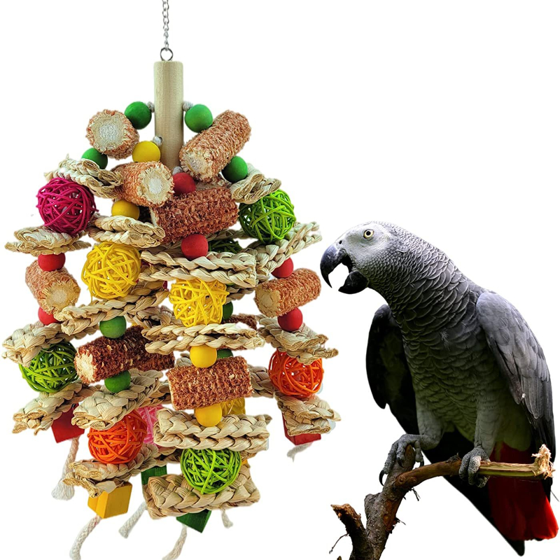 

Parrot Toy Colorful Rattan Balls Original Primary Corn Core For Large And Medium Birds, Gnawing Climbing String Supplies