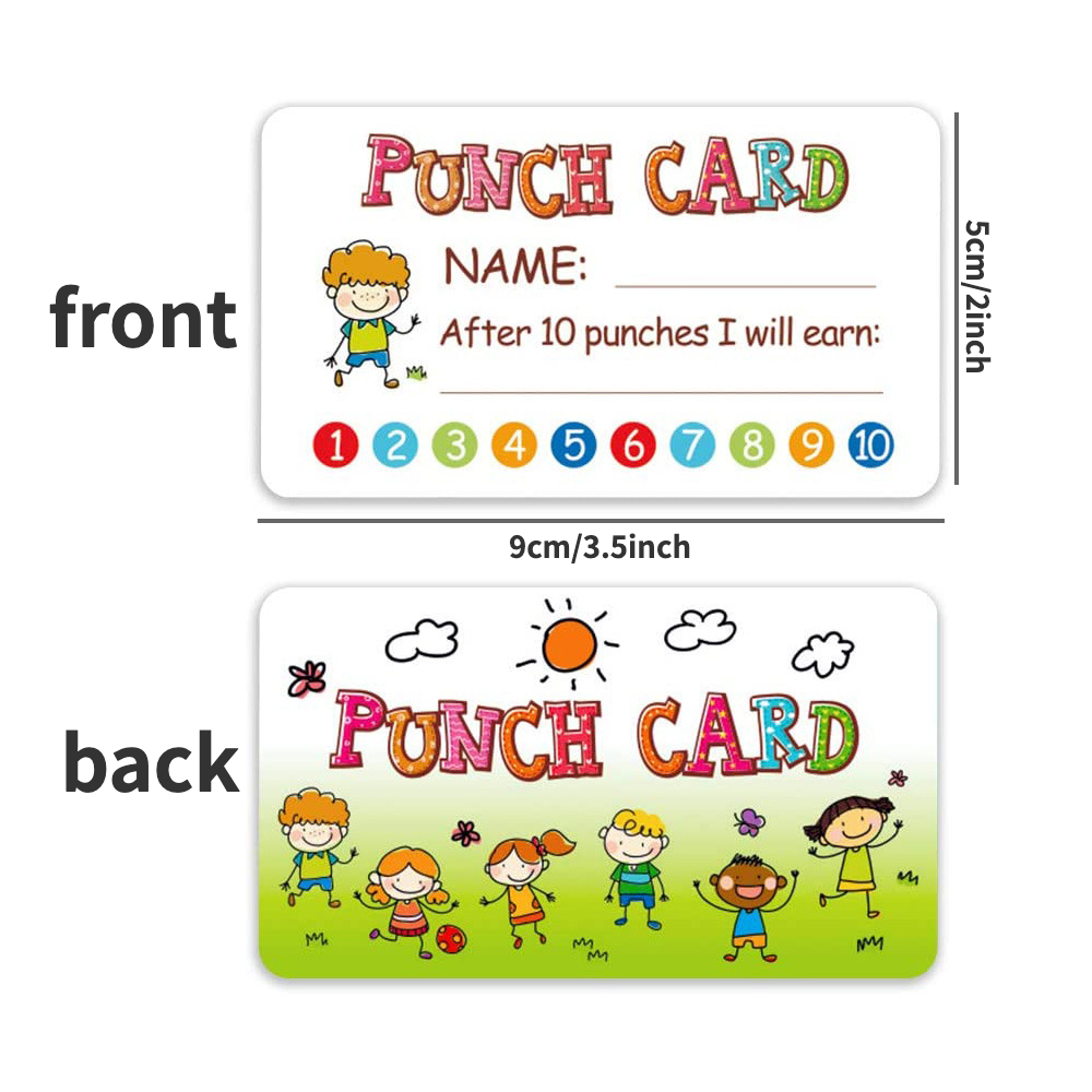 100Pcs Punch Cards With Hole Puncher My Reward Cards for Classroom