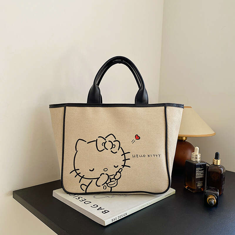 Hello Kitty Luxury Designer Tote Bag Women Large Capacity Shoulder Bags  Cartoon Cute PU Leather Handbags Shopping Women's Bags 