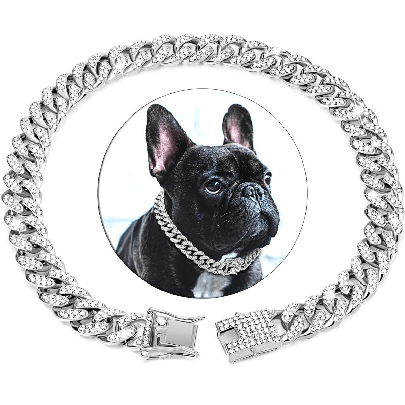 Mini Diamond Gray Dog Collar