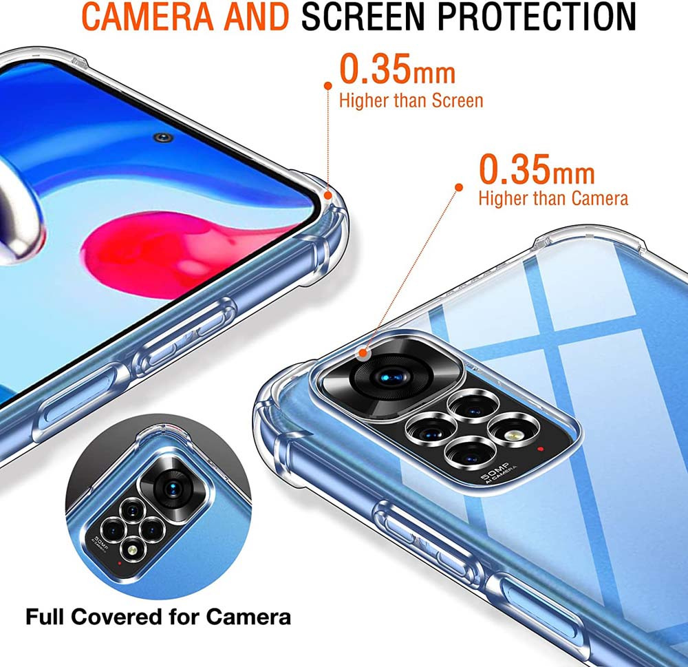Compatible with Xiaomi Redmi Note 12 4G Case Clear Slim Soft TPU Cover with  Screen Protector (2 Pieces),Transparent Bumper with Reinforced Corners