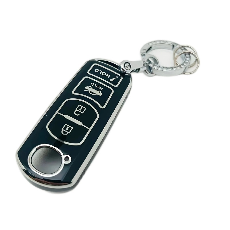 Metal + Leather Car Keychain Keyring Key Holder for MAZDA 2 3 5 6 CX-3 CX-5  CX-7 CX-9 MX-3 MX-5 RF MX-6 RX-7 RX-8 Axela Atenza etc.