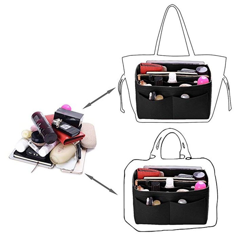 Make up Organizer Insert Bag For Handbag, Travel Inner Purse