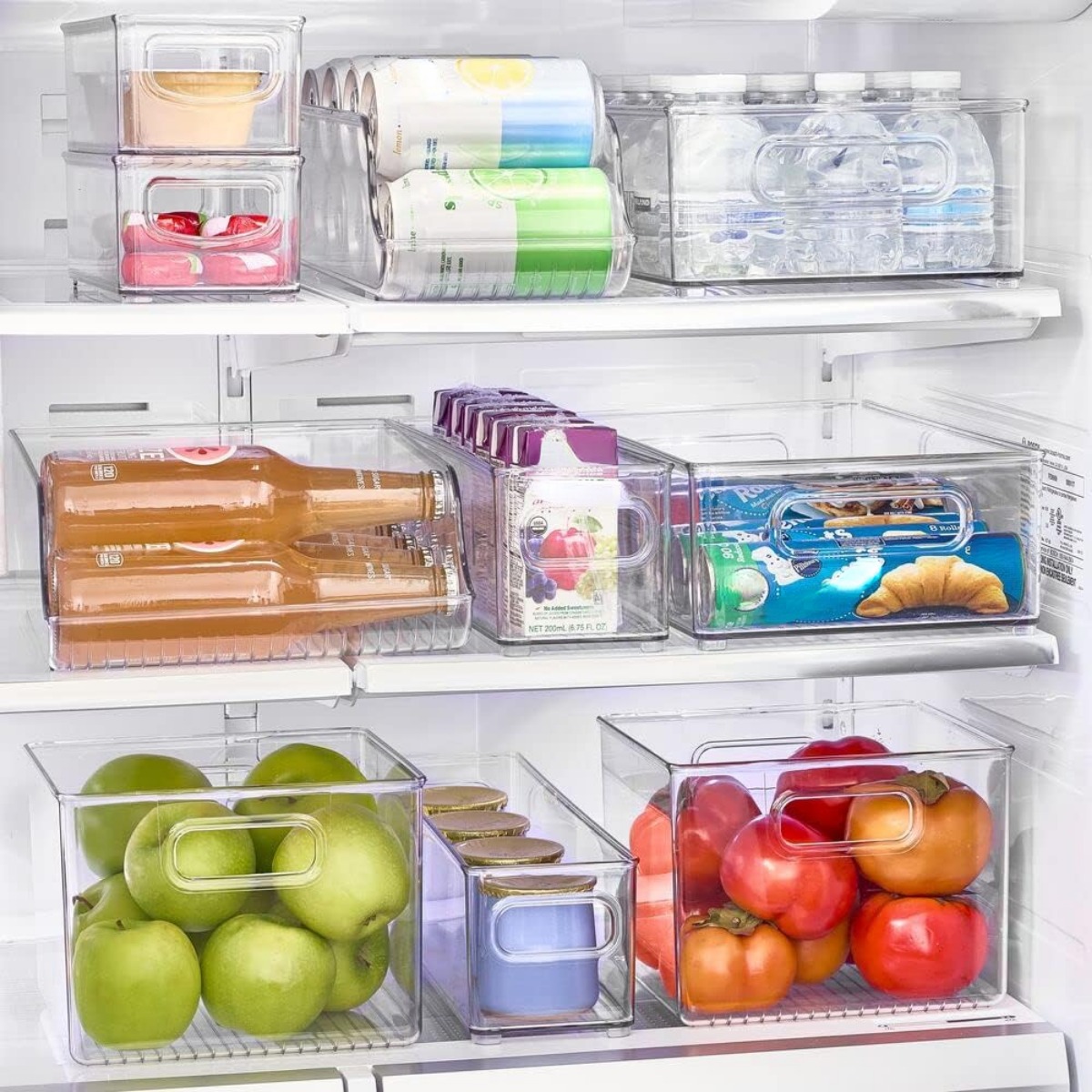 Kitchen Water Bottle Organizer, Refrigerator Clear Beverage Storage Bins  For Fridge, Freezer, Cabinet, Cupboard, Pantry Shelf, Home Kitchen Storage  Supplies - Temu