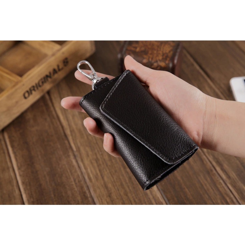 Genuine Leather Car Key Case Wallet Key Holder Small Pouch Pocket