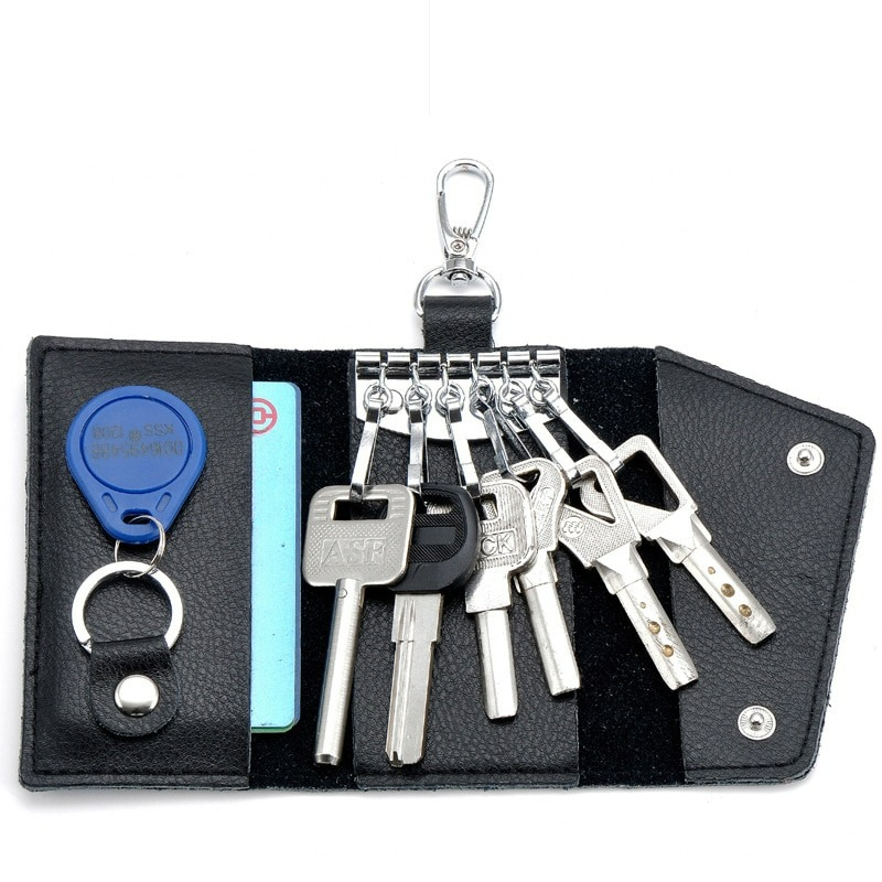 Genuine Leather Keychain For Men Key Holder Split Car Key Wallet Mini Card  Bag - Jewelry & Accessories - Temu Austria