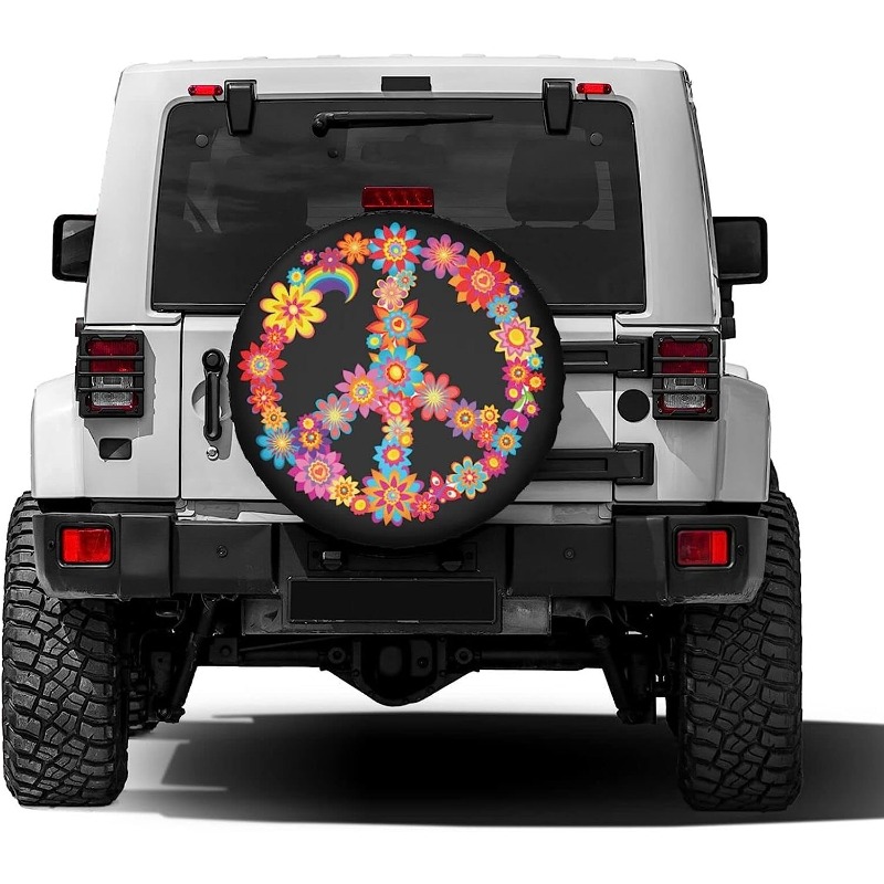 Colorful Peace Flower Spare Tire Cover Waterproof Dust Proof Uv Sun Wheel  Tire Cover Fit For Trailer Rv Suv And Many Vehicle 15 Inch Automotive  Temu Australia