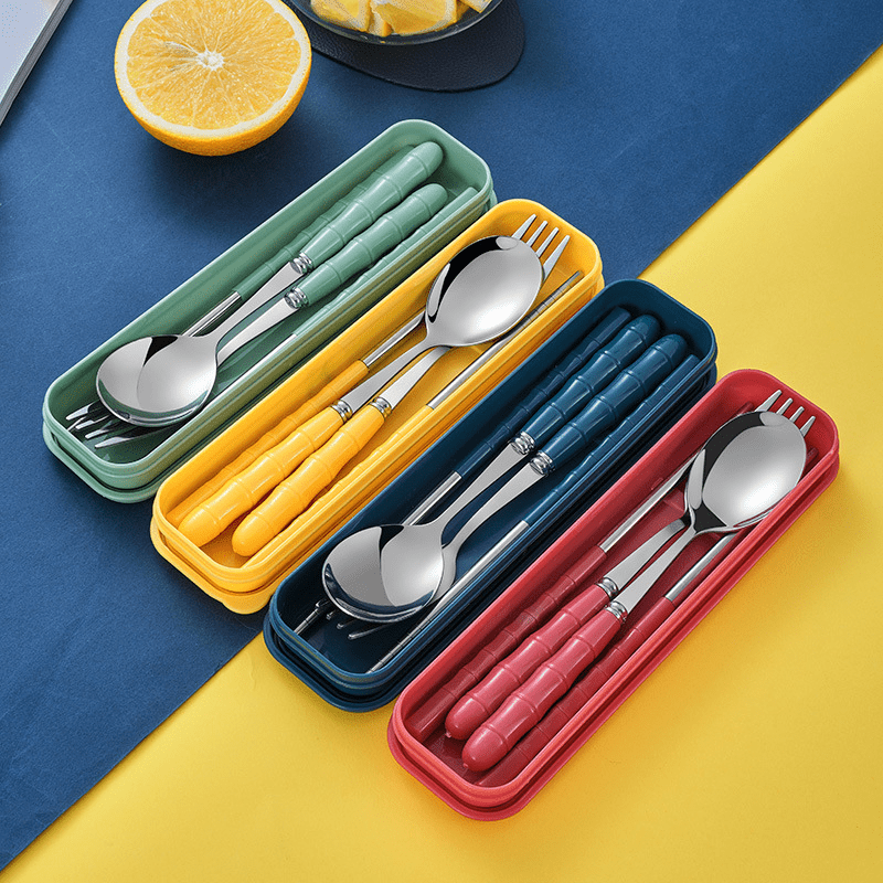 304 Stainless Steel Foldable Spoon Fork Set Student Children Outdoor Travel  Portable Tableware Travel Cutlery Set Spoon Set