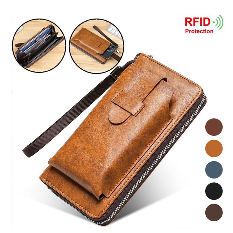 New Men's Clutch Bag Large Capacity With Dual Zipper And Multiple Pockets,  Pu Leather, Multi-Functional For Business And Casual Holiday Essentials For  Travel Fall Stuff Anti-theft Portable Lightweight Christmas Halloween Gift  For