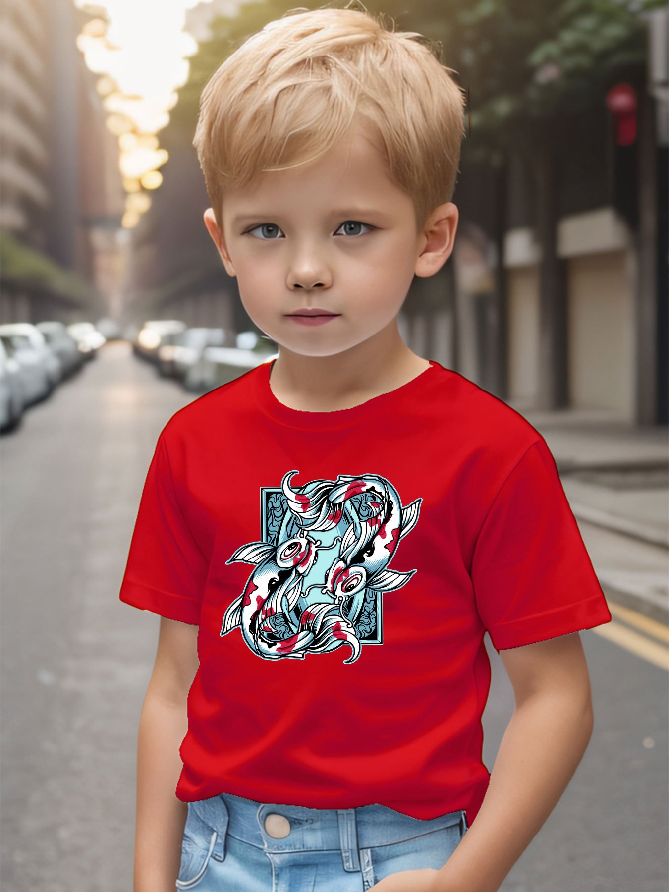 Fish Print Boys Creative T shirt Casual Comfy Short Sleeve - Temu