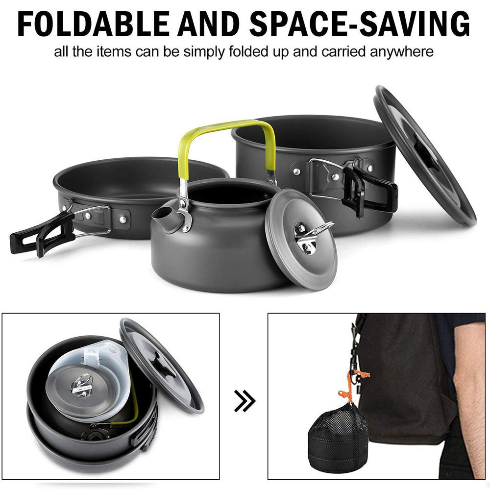 Portable Collapsible Cookware Set For Outdoor Camping - Lightweight And  Space-saving - Temu