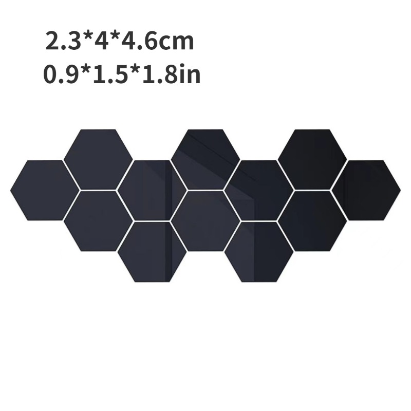 12pcs Hexagon Mirror Sticker Self Adhesive Wall Decals Golden
