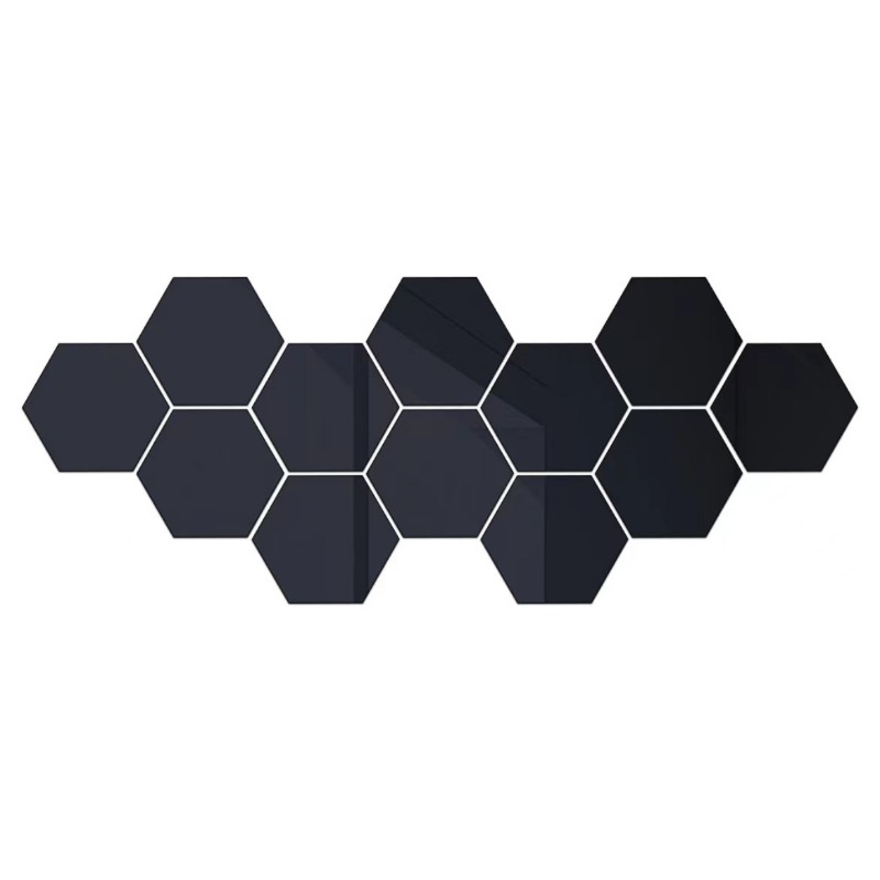 12pcs Hexagon Mirror Sticker Self Adhesive Wall Decals Golden
