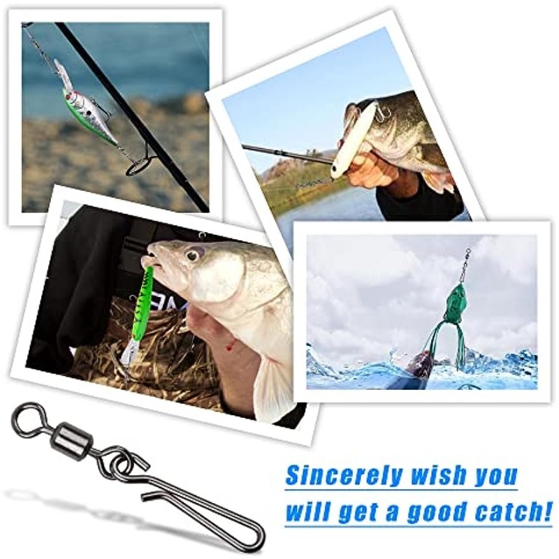 50\100PCs Swivel Solid Rings Fishing Pin Connector Stainless Steel Hanging  Snap with Interlock Snap Tackle Fishing Accessories