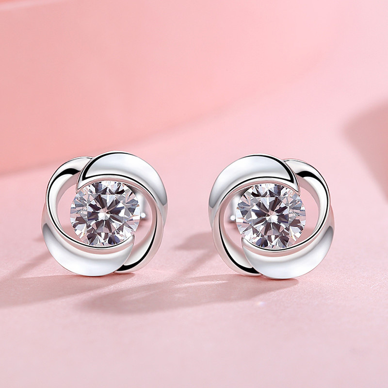 ICYROSE Pendientes De Tuerca De Navidad De Plata De Ley 925 De 0.472 In Con Circonita Cúbica Azul 16162, Plata De Ley Circonita Cúbica