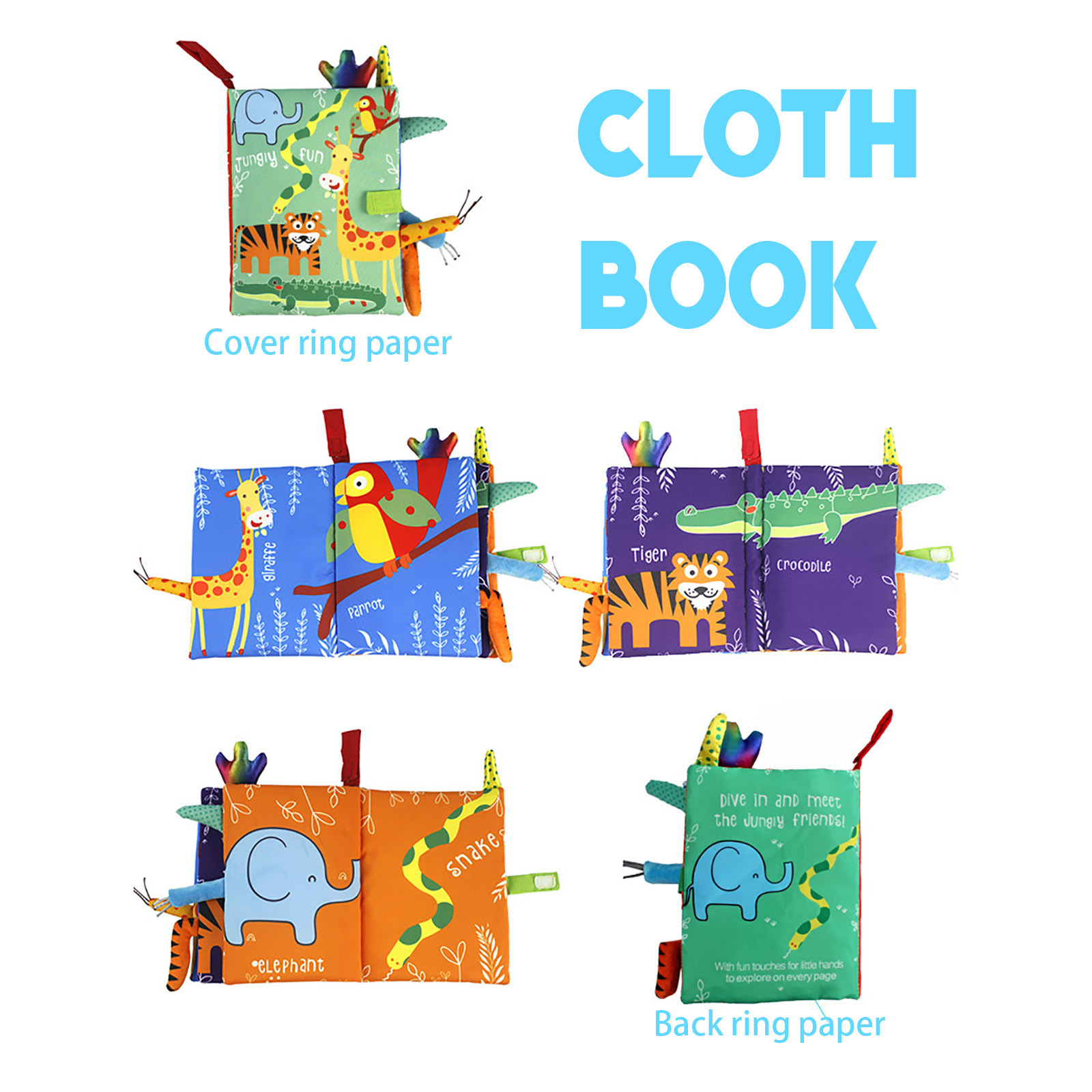 Baby Book 3d Animal Tails Baby Cloth Book Puzzle Early Temu