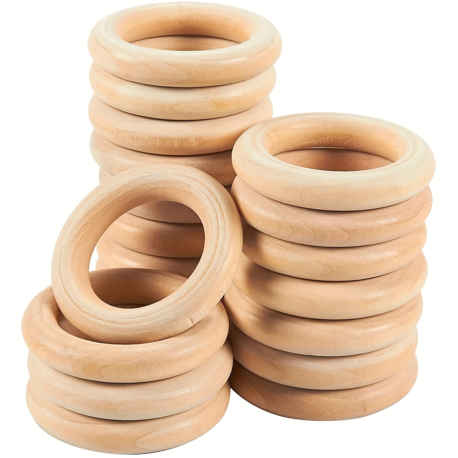 100PCS Natural Wood Rings for Crafts 55mm Lace Rings Solid Wood Rings for ,  Jewelry Making 