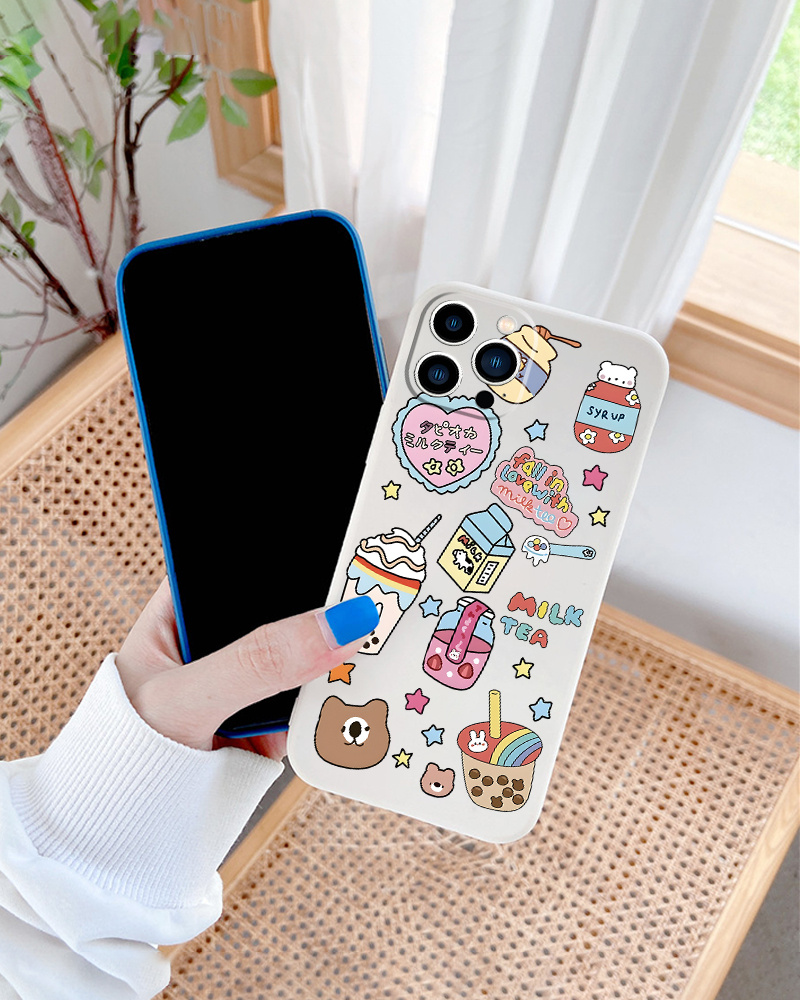 Cute Anime Sticker Graphic Silicone Phone Case Iphone 11 14 - Temu