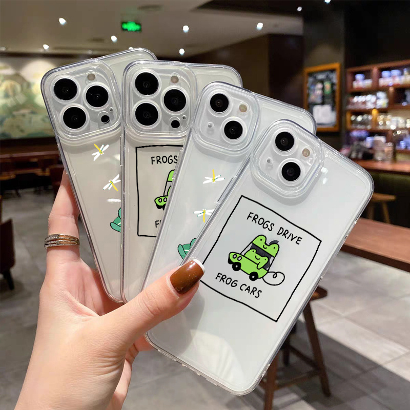 2pcs Cats Frog Luxury Shockproof Phone Case for iPhone 11 14 13 12 Pro  Max XR XS Plus, Car Shockproof Cases Fall Bumper Back Soft Matte Lens 