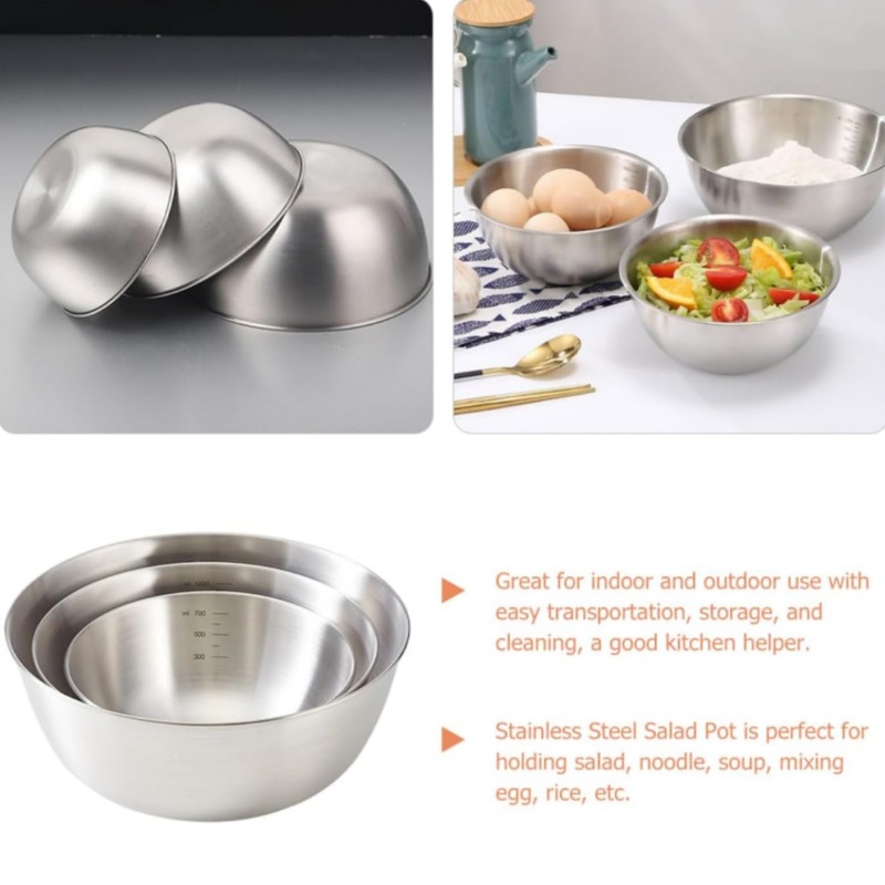 Stainless Steel Mixing Bowl Multiple Sizes Of Nested Mixing - Temu