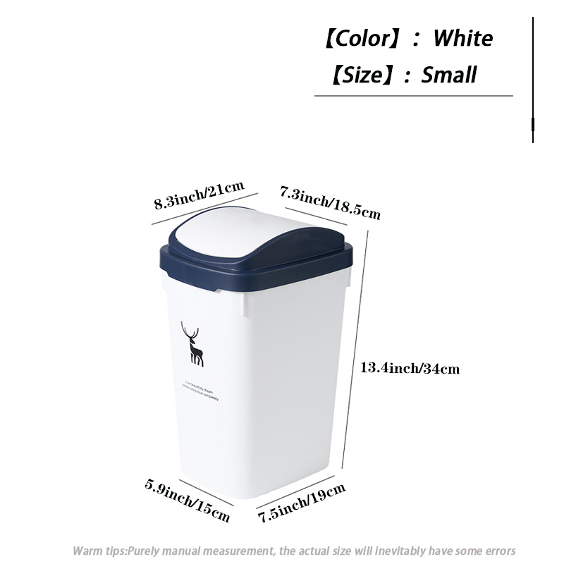 BELLE VOUS Cubo de Basura Plástico Blanco con Tapa a Presión – 10 Litros  Cubo con Tapa Rectangular para Oficina, Baño, Cocina y Dormitorio –  Pequeños Cubos de Basura de Reciclaje 