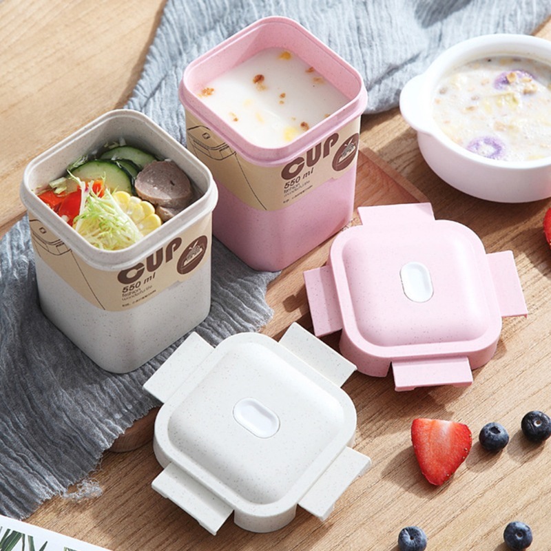 Breakfast Cup On The Go Cups Cereal Milk Container Food Storage Box Sealed  Transparent Crisper Cup Office Travel Lunch Box