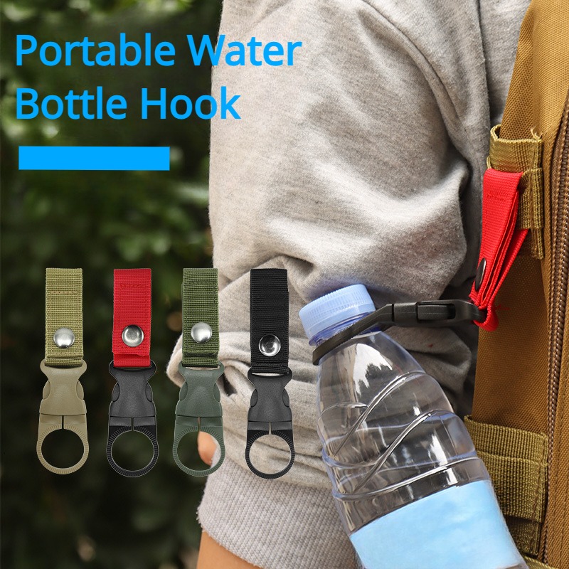 2pcs Water Bottle Holder Clip Multifunction Water Bottle Nylon Webbing  Buckle Hook Climbing Carabiner Belt Backpack Hanger Hooks