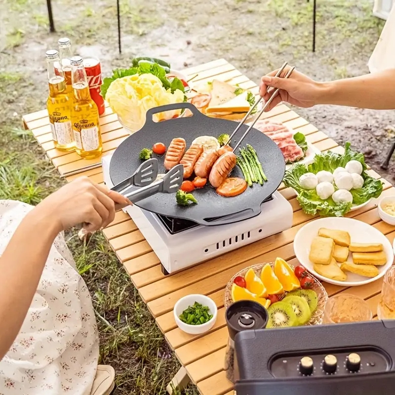 BBQ Griddle Hot Plate Pancake Pizza Grill Cooking Steak Portable Barbecue  Pan