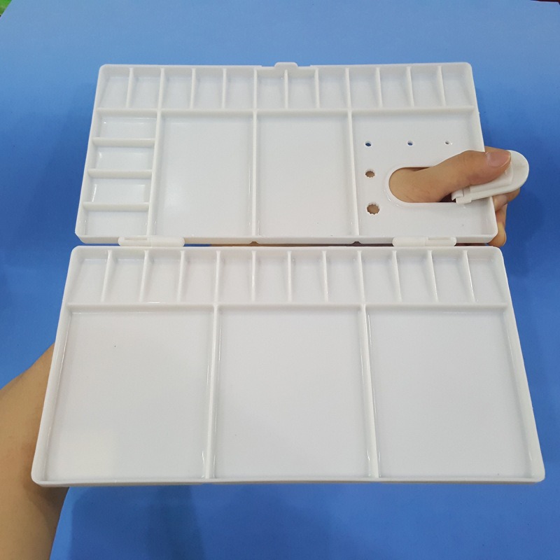 Folding Paint Trays Box Watercolor Plastic Palettes, Thumbhole Holders (20 Wells)