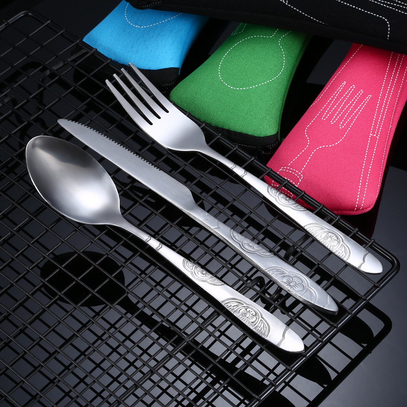 Stainless Steel Flatware Set Knife Fork Spoon Set Travel - Temu