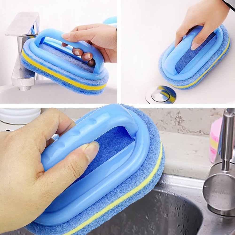 Cleaning Brush with Handle Kitchen Sponge Wipe Thickening Bathroom Tile  Cleaning Sponge Household Stain Removal Clean Tools