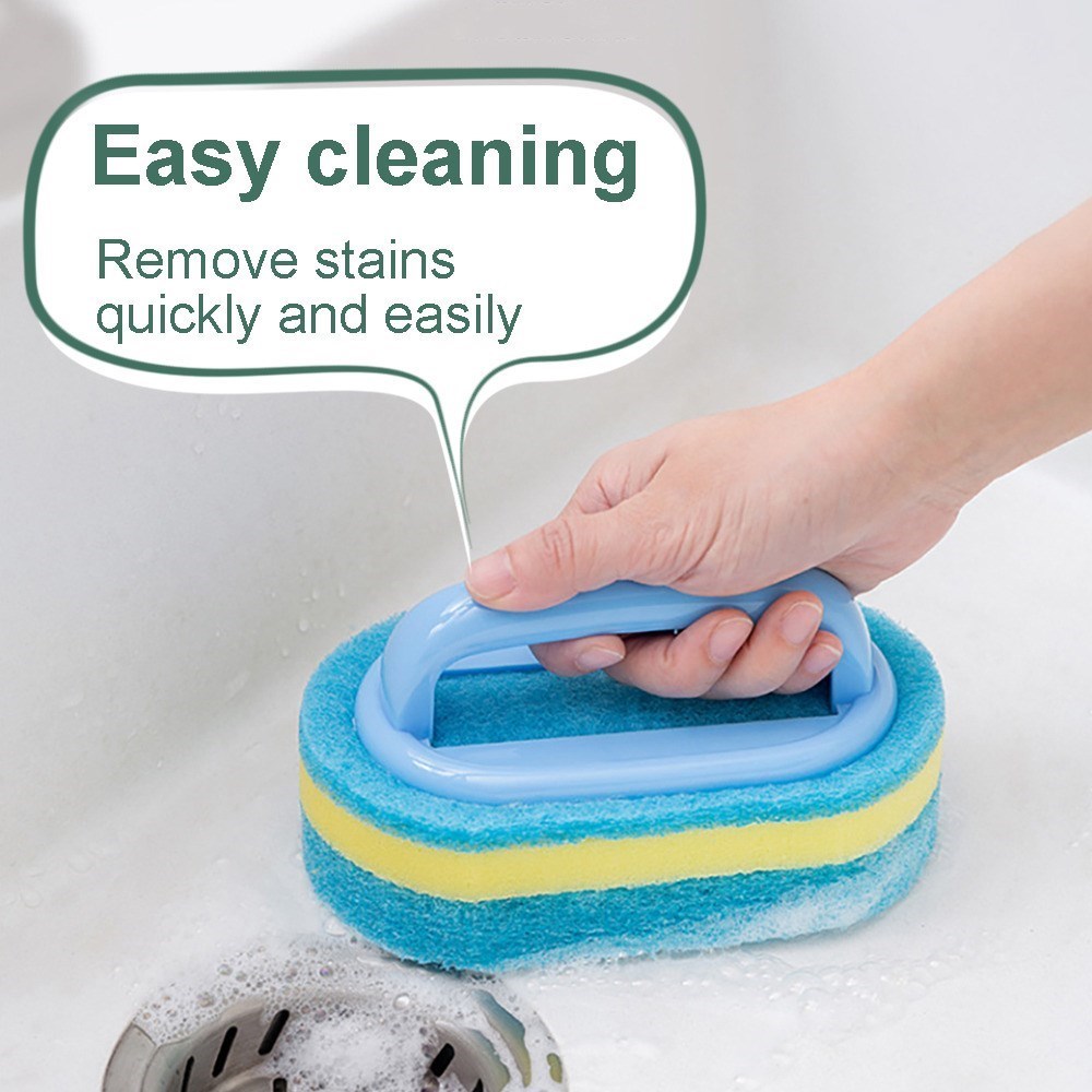 1pc Kitchen Sponge Wipe With Handle Cleaning Brush Bathroom Tile Glass  Cleaning Sponge Thickening Stain Removal Clean Brush