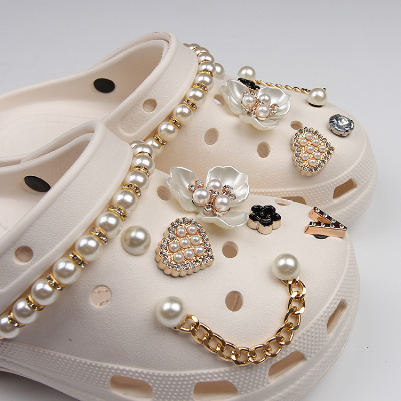 Artificial Pearl Shoe Charms For Girl Women Bling Croc - Temu