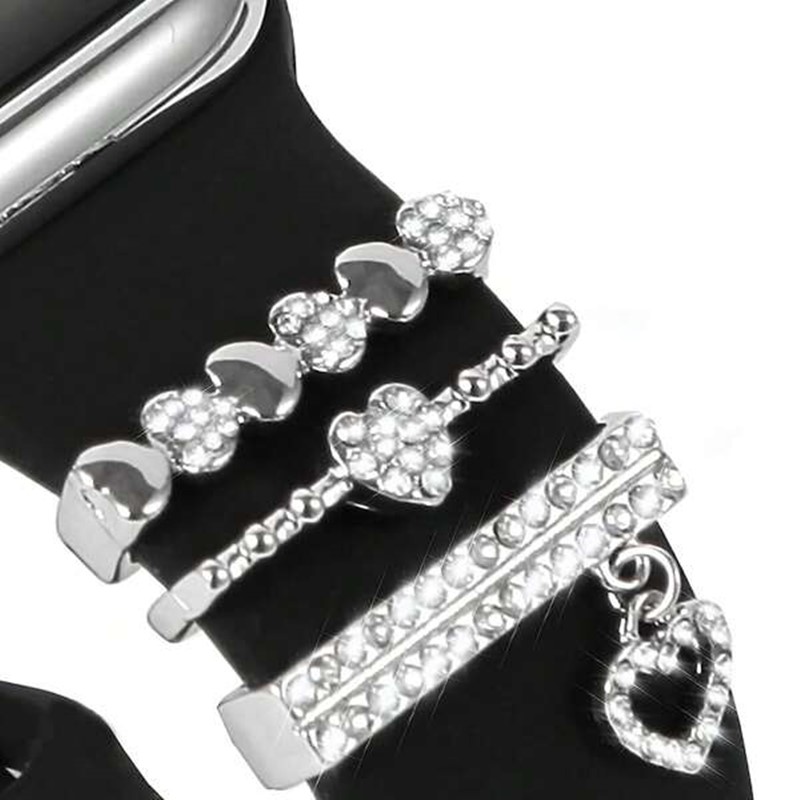 Image of 1 Set Heart Crystal Watch Band Ornament For Iwatch Band 38mm, 40mm, 41mm, 42mm, 44mm, 45mm, , Make Your Wish , It