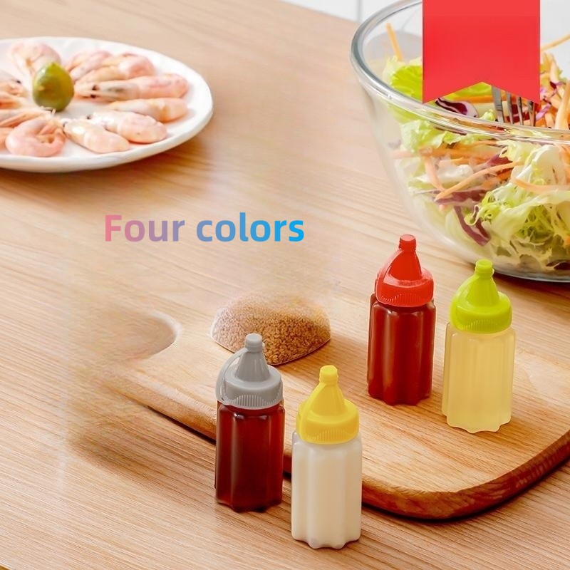 4Pcs Plastic Sauce Squeeze Bottle Mini Seasoning Box Salad Dressing  Containers Outdoor Portable Barbecue Spice Jar Kitchen Tool