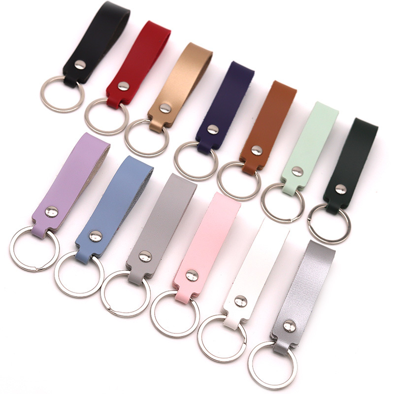 1pc Fashion PU Leather Keychain Simple Car Key Chains Business Gift Keyring for Men Women Metal Key Rings Wallet KeyChains,Bag Accessories,Temu