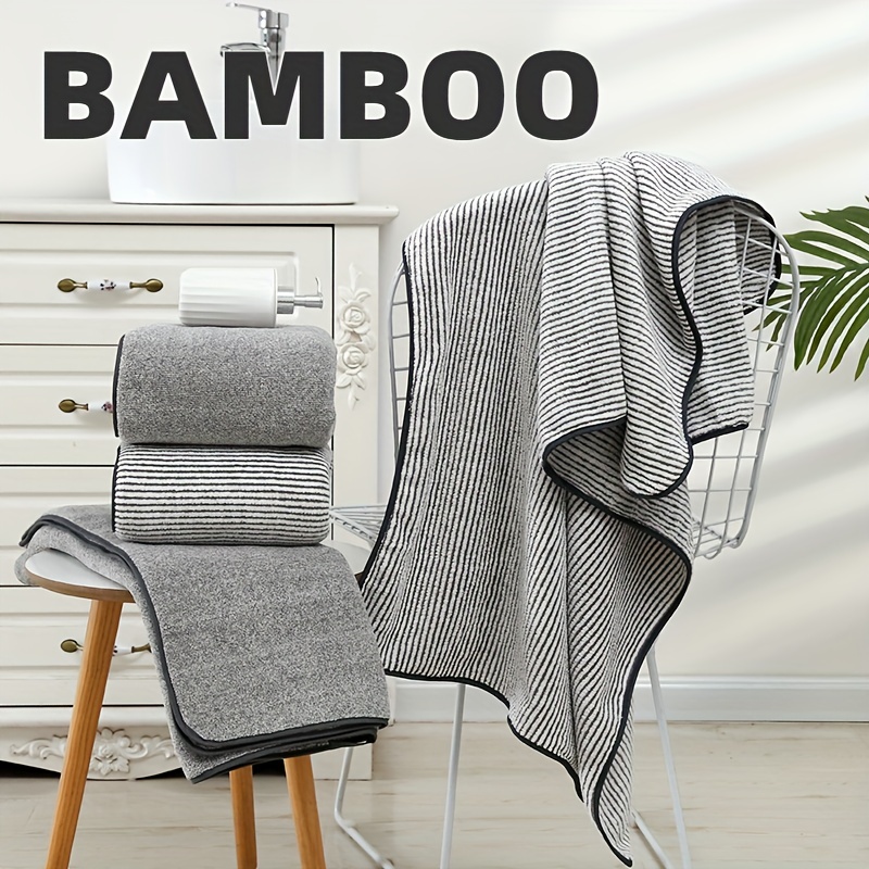 Juego de toallas de baño de fibra de carbón de bambú, Set de 2