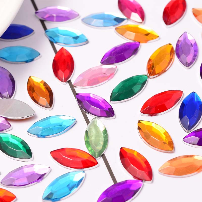 TEMU 100 pièces de Strass à Dos Plat 0,9x2 cm (0,35x0,78 po - 8 pour Robes de Mariée DIY, Bijoux & Décorations de Chaussures et Bottes -