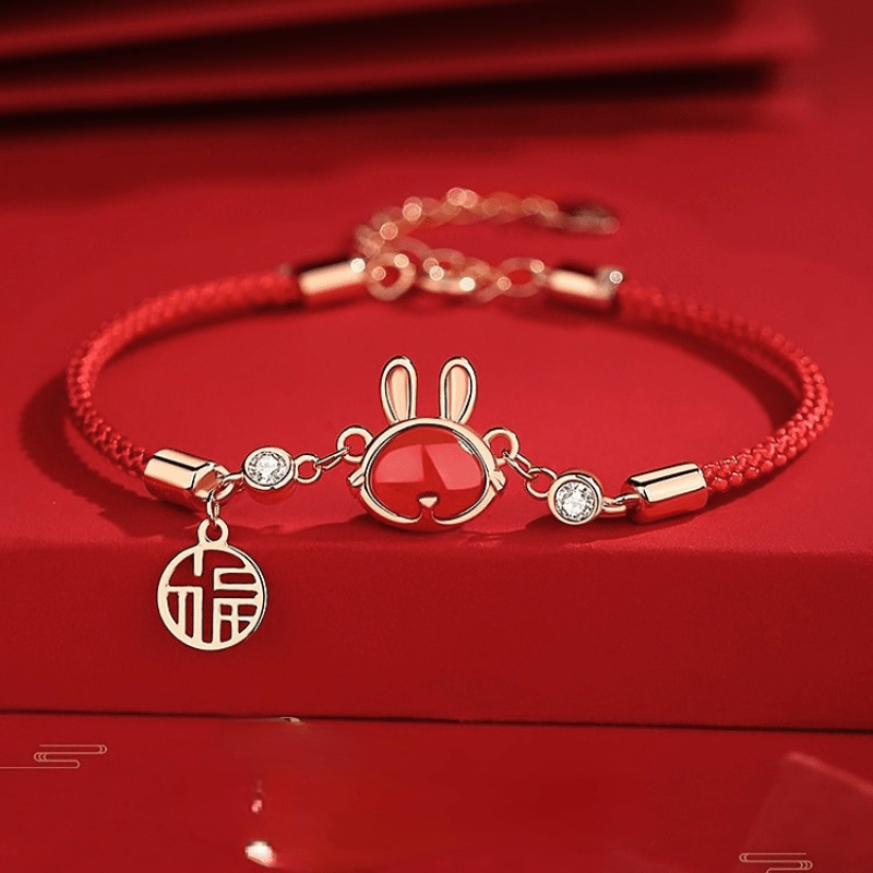 2023 Chinese New Year Red rope bracelet Lucky Chinese Zodiac agate  ornaments