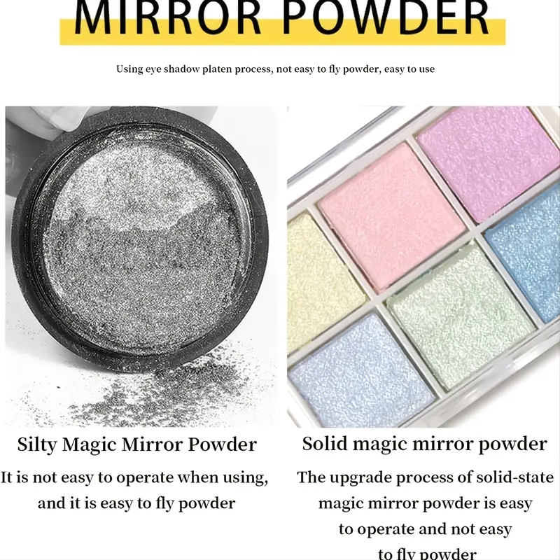 Magic Mirror Chrome Nail Powder Holographic Laser Nail - Temu