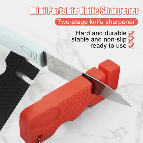 1pc Portable Mini Tungsten Steel & Ceramic Knife Sharpener, Multifunctional Sharpening  Stone For Kitchen, Quick Small Outdoor Pocket Tool