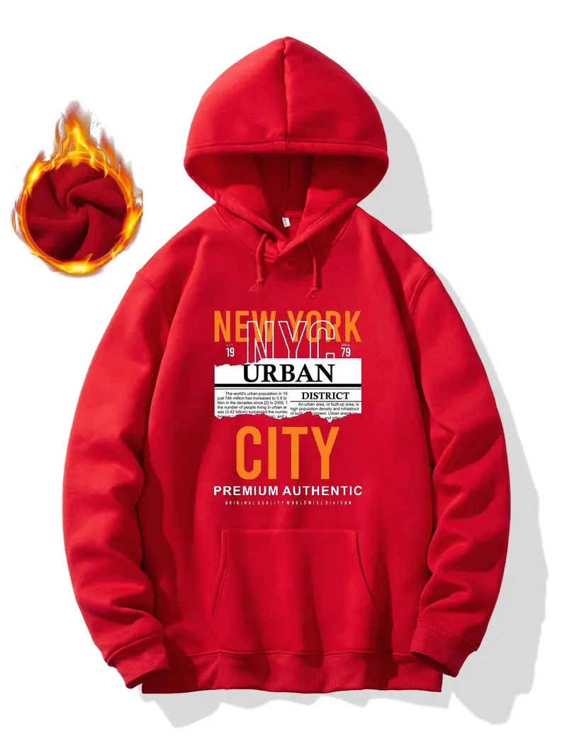 New York City Print Hoodie, Cool Hoodies For Men, Men\'s Casual Graphic  Design Pullover Hooded Sweatshirt With Kangaroo Pocket Streetwear For  Winter Fall, As Gifts - Temu