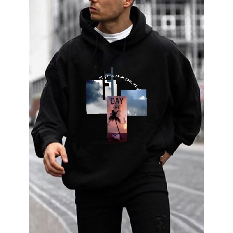 

Scenery Photo Print Hoodie, Cool Hoodies For Men, Men's Casual Graphic Design Pullover Hooded Sweatshirt With Kangaroo Pocket Streetwear For Winter Fall, As Gifts