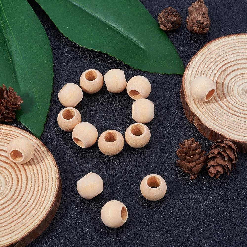 Natural Wooden Beads Round Spacer Wood Balls Diy Beads For - Temu