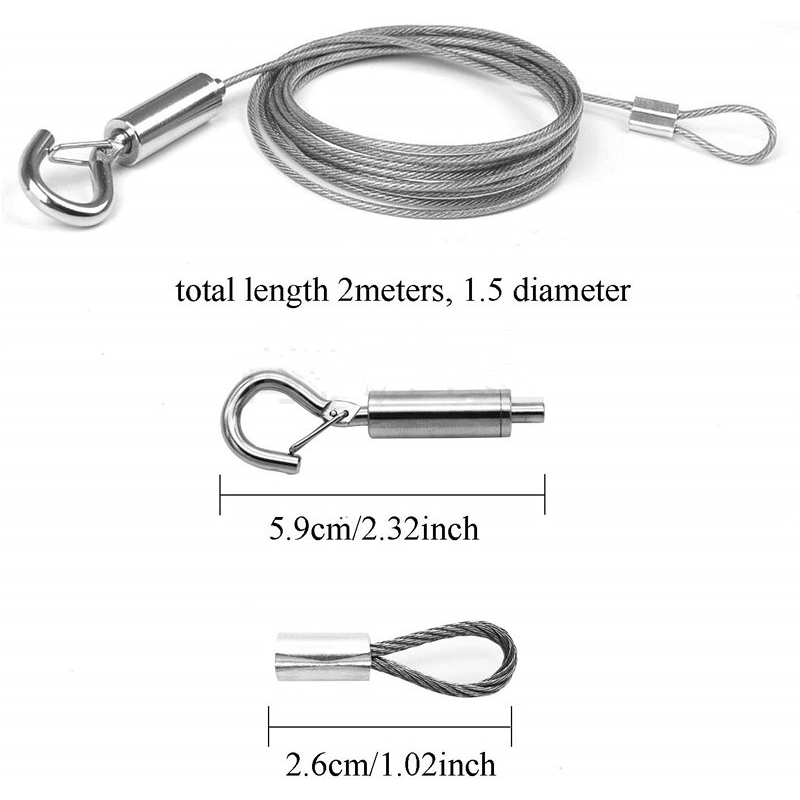 2pcs Adjustable Picture Hanging Wire with Loop and Hook, 6.5ft (2Meters)  Heavy Duty Picture Hanging Wire Kit, Stainless Steel Hanging Wire Rope for