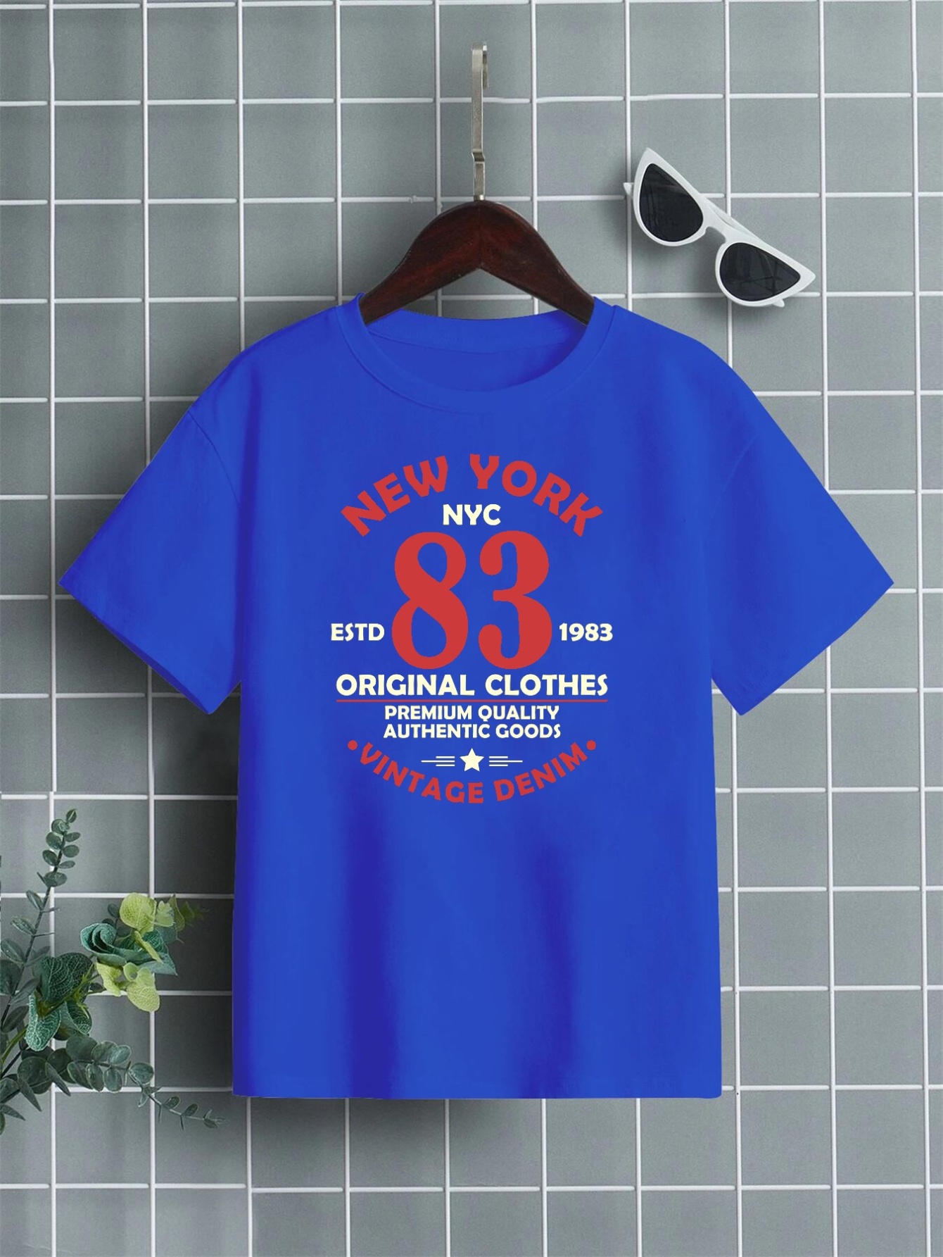 Text-print T-shirt - Blue/New York - Kids