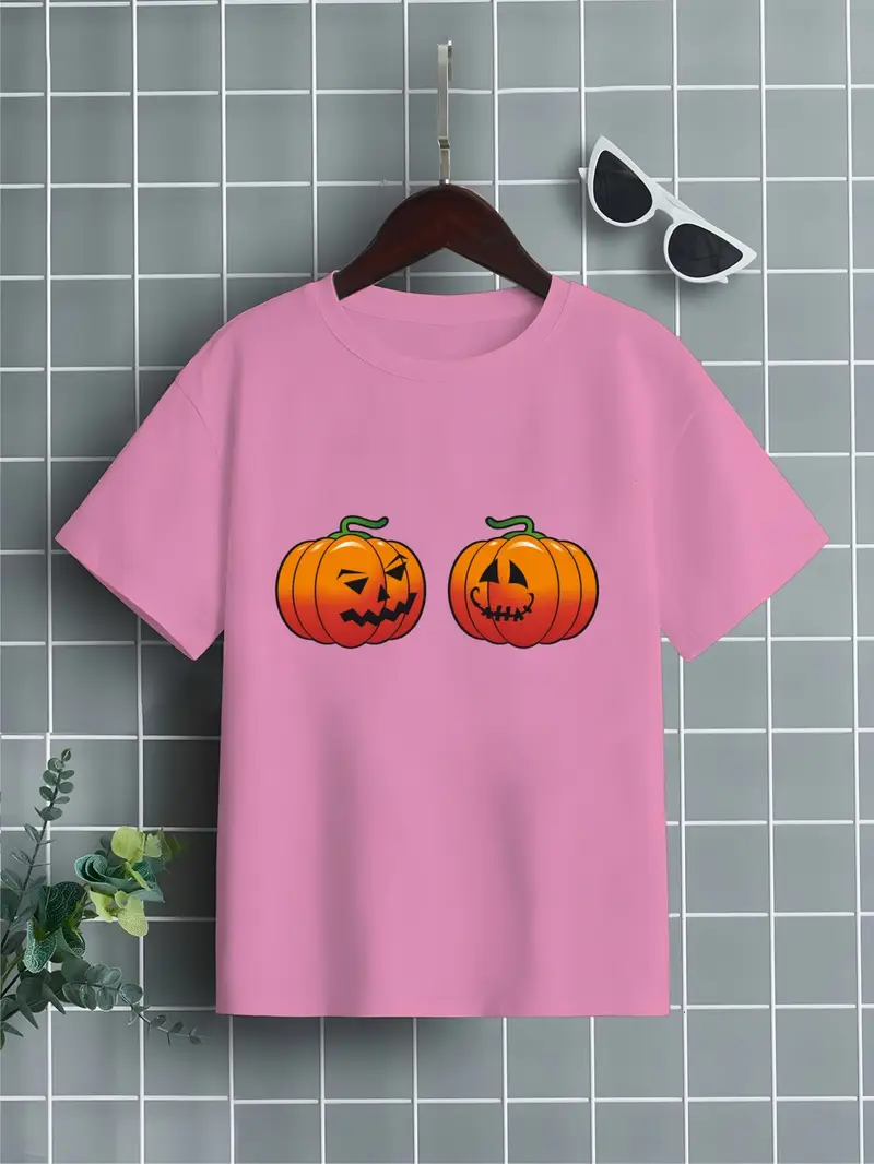 Cute Pumpkins Pattern Kids T Shirt Halloween Style Short Sleeve Top Boys Tee  For Summer - Kids' Fashion - Temu