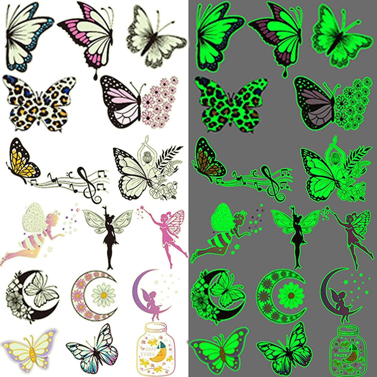 12 Feuilles Tatouages Temporaires Lumineux Pour Main, Autocollants De Tatouage  Fluorescent Papillon Fée Fleur Pour Cadeaux De Fête D'anniversaire, Art  Corporel De Tatouage Faux, Mode en ligne
