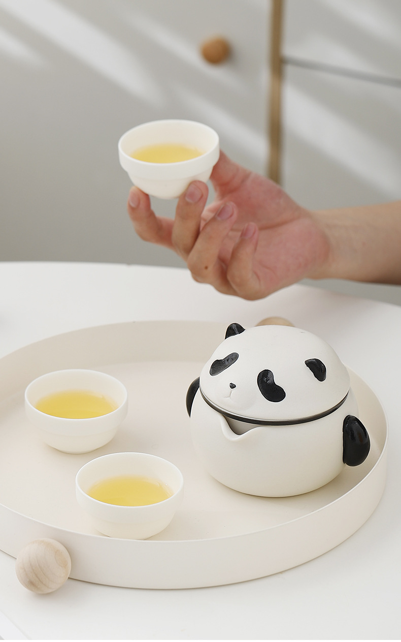 1 Set Set Tè Viaggio In Ceramica Panda Simpatica Mini Tazza - Temu